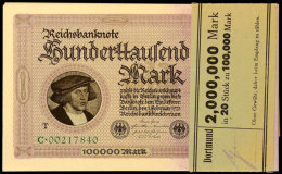 Deutsches Reich 1923, Reichsbanknote 100.000 Mark, 20 Stück Unter Originaler Banderole (Vordruck "Dortmund"),... - Sonstige & Ohne Zuordnung