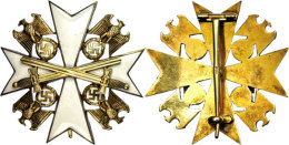 Deutscher Adlerorden 4. Klasse (= 2. Stufe), Steckkreuz Mit Aufgelegten Schwertern (38 Mm), Silber Vergoldet,... - Deutsches Reich
