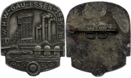 Spendenabzeichen "W.H.W. Gau-Essen 1935/36", Leichtmetall, An Nadel, Zustand II.  IIDonations Badge "W. H. W.... - Unclassified
