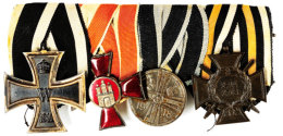 Vierspange Mit EK2 (1914), Hamburg Hanseatenkreuz, Finnischer Weltkriegsmedaille 1918, Ehrenkreuz Des Weltkrieges... - Ohne Zuordnung