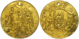 O.J., Taufmedaille Gold Vermutlich Russland, Av: Geburt Christi, Rev: Taufe Christi Im Jordan, 5,44 G, Durchmesser... - Sonstige & Ohne Zuordnung