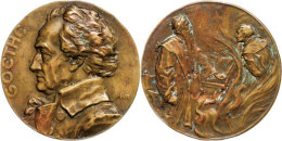 J. W. Von Goethe - Medaille Bronze O. J. (um 1899), Brustbild Nach Links / Erdgeist Bei Faust Im Studierzimmer,... - Altri & Non Classificati