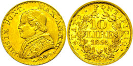 10 Lire, Gold, 1867, Pius IX., Fb. 281, Kl. Rf., Kratzer, Ss-vz.  Ss-vz10 Liras, Gold, 1867, Pius IX., Fb. 281,... - Vaticano (Ciudad Del)