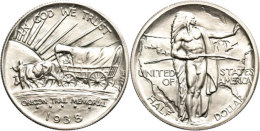 1/2 Dollar, 1938, S, Oregon Trail, KM 159, St.  St1 / 2 Dollar, 1938, S, Oregon Trail, KM 159, St.  St - Autres & Non Classés