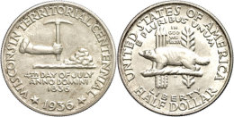 1/2 Dollar, 1936, Wisconsin, KM 188, St.  St1 / 2 Dollar, 1936, Wisconsin, KM 188, St.  St - Autres & Non Classés