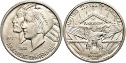 1/2 Dollar, 1936, S, Arkansas, KM 168, Vz-st.  Vz-st1 / 2 Dollar, 1936, S, Arkansas, KM 168, Extremly Fine To... - Autres & Non Classés