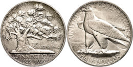 1/2 Dollar, 1935, Connecticut, KM 169, Vz-st.  Vz-st1 / 2 Dollar, 1935, Connecticut, KM 169, Extremly Fine To... - Autres & Non Classés