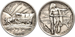 1/2 Dollar, 1926, S, Oregon Trail, KM 159, Vz-st.  Vz-st1 / 2 Dollar, 1926, S, Oregon Trail, KM 159, Extremly... - Autres & Non Classés