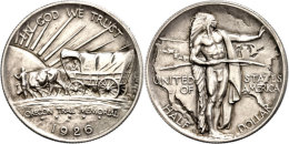 1/2 Dollar, 1926, S, Oregon Trail, KM 159, Vz-st.  Vz-st1 / 2 Dollar, 1926, S, Oregon Trail, KM 159, Extremly... - Otros & Sin Clasificación