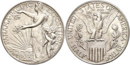 1/2 Dollar, 1915, Panama Pacific Expo, KM 135, Vz+.  1 / 2 Dollar, 1915, Panama Pacific Expo, KM 135, Extremly... - Altri & Non Classificati