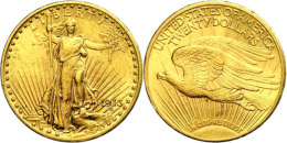 20 Dollars Gold, 1913, Double Eagle, Liberty Standing, Fb. 185, Minimale Randfehler, Ss-vz.  Ss-vz20 Dollars... - Other & Unclassified