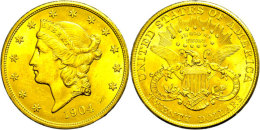 20 Dollars Gold, 1904, Double Eagle, Liberty Head, Fb. 177, Minimale Randfehler, Vz.  Vz20 Dollars Gold, 1904,... - Autres & Non Classés