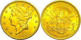 20 Dollars Gold, 1900, Double Eagle, Liberty Head, Fb. 177, Minimale Randfehler, Vz.  Vz20 Dollars Gold, 1900,... - Altri & Non Classificati