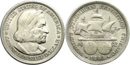 1/2 Dollar, 1893, Christoph Kolumbus, 400. Jahrestag Der Entdeckung Amerikas, KM 115, Vz.  Vz1 / 2 Dollar,... - Otros & Sin Clasificación