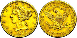 5 Dollars, 1886, San Francisco, Fb. 145, Randfehler, Ss.  Ss5 Dollars, 1886, San Francisco, Fb. 145, Margin... - Autres & Non Classés