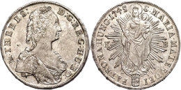 Taler, 1745, Maria Theresia, Kremnitz, Dav. 1128, Min. Justiert, Vz+.  Thaler, 1745, Maria Theresia, Kremnitz,... - Hungría