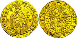 Dukat, 1643, Ferdinand III., Fb. 109, Ss-vz  Ss-vzDucat, 1643, Ferdinand III., Fb. 109, Very Fine To Extremly... - Hungría