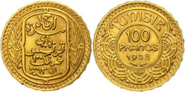 100 Francs Gold, 1932, Ahmad II. Bei, Fb. 14, KM 257, Vz-st.  Vz-st100 Franc Gold, 1932, Ahmad II. By, Fb. 14,... - Túnez