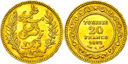 20 Francs, Gold, 1892, Ali Bei, Fb. 12, Ss.  Ss20 Franc, Gold, 1892, Ali By, Fb. 12, Very Fine.  Ss - Tunisie