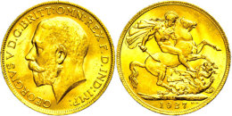 Sovereign, 1927, George V., SA, Fb. 5, Kl. Rf., Vz.  VzSovereign, 1927, George V., SA, Fb. 5, Small Edge Nick,... - Afrique Du Sud