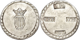 5 Pesetas, 1809, Fernando VII., Tarragona, Dav. 316, Ss.  Ss5 Pesetas, 1809, Fernando VII., Tarragona, Dav.... - Other & Unclassified