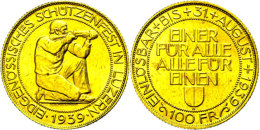 100 Franken, Gold, 1939, Luzern, Fb. 506, HMZ 2-1344b, Auflage Nur 6000 Stück, Vz  Vz100 Franc, Gold,... - Autres & Non Classés