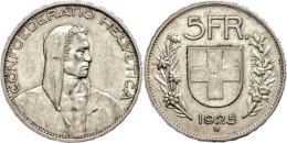 5 Franken, 1925, HMZ 2-1199e, Kl. Rf., Ss.  Ss5 Franc, 1925, HMZ 2-1199e, Small Edge Nick, Very Fine.  Ss - Autres & Non Classés