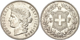 5 Franken, 1908, HMZ 2-1198l, Randfehler, Ss.  Ss5 Franc, 1908, HMZ 2-1198l, Margin Fault, Very Fine.  Ss - Autres & Non Classés
