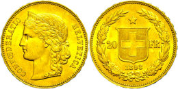 20 Franken, Gold, 1893, Fb. 495, Vz.  Vz20 Franc, Gold, 1893, Fb. 495, Extremley Fine  Vz - Autres & Non Classés