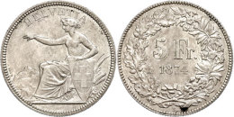 5 Franken, 1874, HMZ 2-1197e, F. Vz.  5 Franc, 1874, HMZ 2-1197e, F. Extremley Fine - Autres & Non Classés