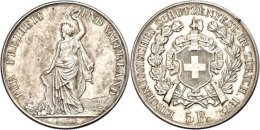 5 Franken, 1872, Zürich, HMZ 2-1343i, Vz.  Vz5 Franc, 1872, Zurich, HMZ 2-1343i, Extremley Fine  Vz - Autres & Non Classés