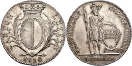 Luzern, 4 Franken, 1814, HMZ 2-668c, 3-blättriger Laubrand, F. Vz.  Lucerne, 4 Franc, 1814, HMZ 2-668c, 3... - Other & Unclassified