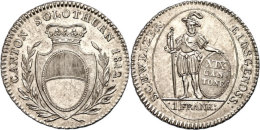 Solothurn, Franken, 1812, HMZ 2-856, Auflage 2000 Stück, Vz+.  Solothurn, Franc, 1812, HMZ 2-856, Issue... - Sonstige & Ohne Zuordnung