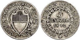 Obwalden, 5 Batzen, 1812, HMZ 2-742, Schrötlingsfehler Am Rand, Ss.  SsObwalden, 5 Chunk, 1812, HMZ 2-742,... - Otros & Sin Clasificación