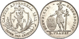 Appenzell, 2 Franken, 1812 HMZ 2-29a, Auflage Nur 1861 Stück, Vz-st.  Vz-stAppenzell, 2 Franc, 1812 HMZ... - Sonstige & Ohne Zuordnung