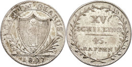 Glarus, 15 Schillinge, 1807, HMZ 2-372b, Ss.  SsGlarus, 15 Shillings, 1807, HMZ 2-372b, Very Fine.  Ss - Otros & Sin Clasificación
