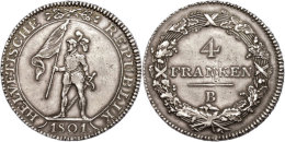 Helvetische Republik, Taler, 1801, 2-1185h, Ss+.  Helvetic Republic, Thaler, 1801, 2-1185h, Very Fine. - Autres & Non Classés