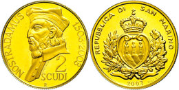 2 Scudi, Gold, 2003, Rom, Nostradamus, Fb. 94, Ca. 5,81g Fein, Mit Zertifikat In Ausgabeschatulle, PP.  PP2... - San Marino
