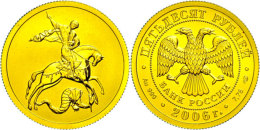 50 Rubel, 2006, Gold, Hl. Georg - Kampf Mit Dem Drachen, Parch. 1663, In Kapsel, St.  St50 Rouble, 2006, Gold,... - Rusia