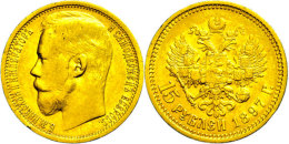 15 Rubel, Gold, 1897, Nikolaus II., Fb. 177, Randfehler, Ss.  Ss15 Rouble, Gold, 1897, Nikolaus II., Fb. 177,... - Rusia