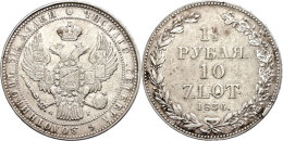 1 1/2 Rubel (10 Zloty), 1836, Nikolaus I., Warschau, Bitkin 1136, Randfehler Und Kratzer, F. Ss.  1 + Rouble... - Polonia