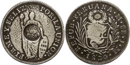 8 Reales, 1830(1828-1834), Peru (Lima) Mit Gegenstempel, KM 83, Ss.  Ss8 Real, 1830 (1828-1834), Peru (Lima)... - Philippinen