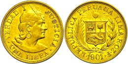 Libra, Gold, 1901, Fb. 73, Ss.  SsLibra, Gold, 1901, Fb. 73, Very Fine.  Ss - Perú