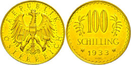 100 Schilling, Gold, 1933, Fb. 520, J. 437, Kl. Rf., Vz. Seltener Jahrgang.  Vz100 Shilling, Gold, 1933, Fb.... - Austria