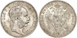 2 Gulden, 1872, Franz Joseph I. (starker Bart, Ohne Mzz.), Vz  Vz2 Guilder, 1872, Francis Joseph I. (strong... - Austria