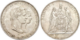 Doppelgulden, 1854, Franz Joseph I., Auf Seine Vermählung, Dav. 19, Vz.  VzDouble Guilder, 1854, Francis... - Autriche