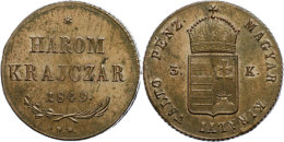 3 Kreuzer, 1849, Franz Joseph I., NB, Vz.  Vz3 Cruiser, 1849, Francis Joseph I., NB, Extremley Fine  Vz - Autriche