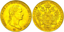 1 Dukat, Gold, Franz II., Prägung "B", KM 2172, Kl. Randfehler, Sonst Vz  Vz1 Ducat, Gold, Francis II.,... - Austria