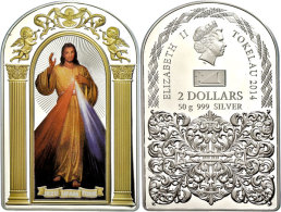 Tokelau, 2 Dollar, 2014, Silber 999/1000, 50g, 40 X 60 Mm, The Divine Mercy, Auflage 1000 Exemplar, Im Holzbox, Mit... - Neuseeland