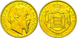 100 Francs, Gold, 1884, Charles III., Fb. 11, Wz. Hsp., Ss-vz.  Ss-vz100 Franc, Gold, 1884, Charles III., Fb.... - Autres & Non Classés